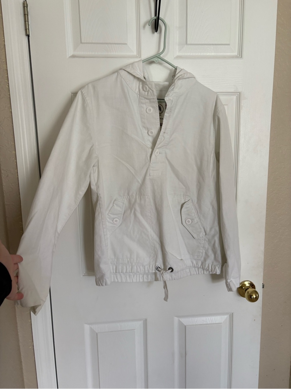 Merona White Hooded Anorak Pullover Jacket Women’s Medium Lightweight
